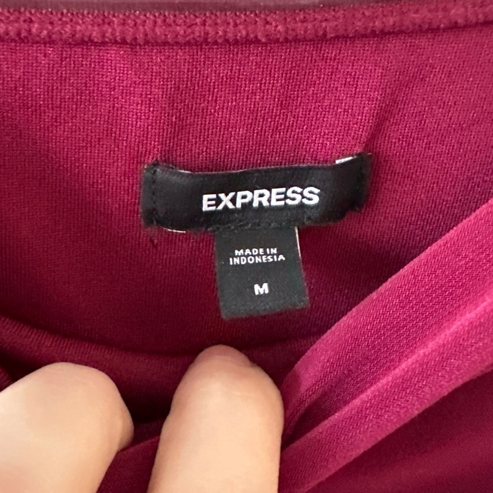 Express Strapless Asymmetrical Ruffle Maxi Dress, Fuchsia, Size Medium - Picture 6 of 15